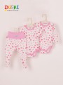 Du&ki színes szíves pocaknadrágos rövid ujjú bodys bébi szett 