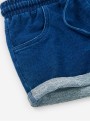 Losan gumis derekú farmerhatású pamut lány short sötétkék színű 