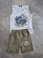 Killy design khaki bermuda trikóval szettben 
