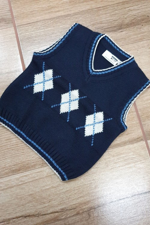Sötétkék kötött mellény 