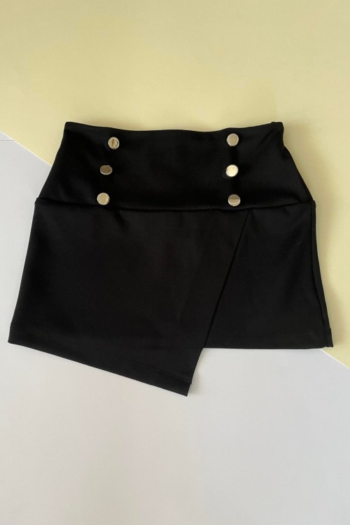 Elegáns gombos szoknya fekete 