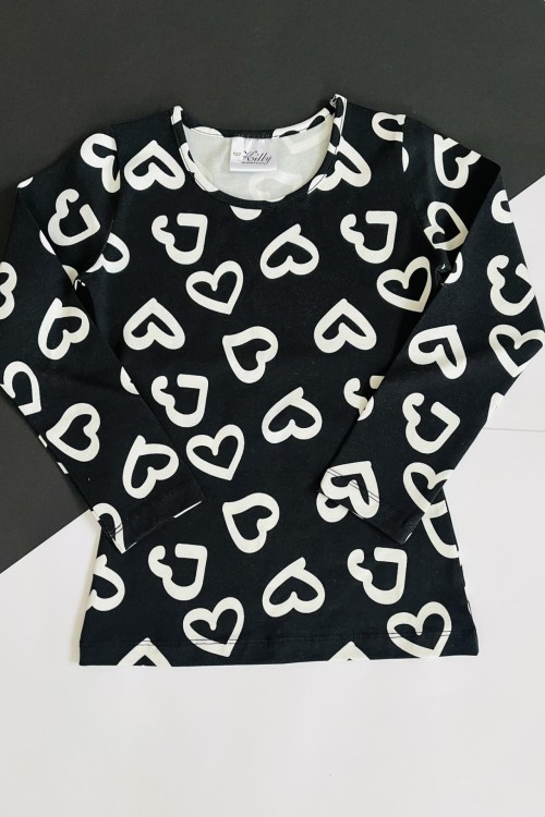 Szíves vékony hosszú ujjú póló 