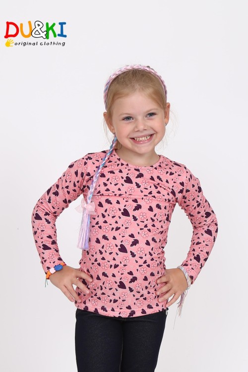 Kislány sztreccs felső padlizsán leveles 