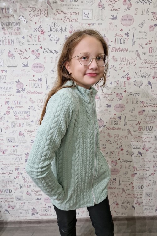 Kötött jellegű zöld kardigán 