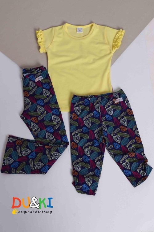 Du&ki fodros ujjú sárga póló 