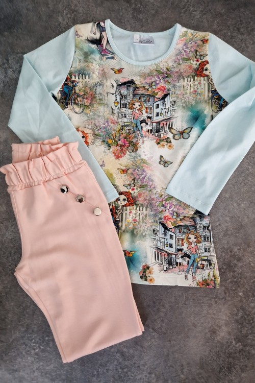 Barack színű gombos csinos naci szettben felsővel 