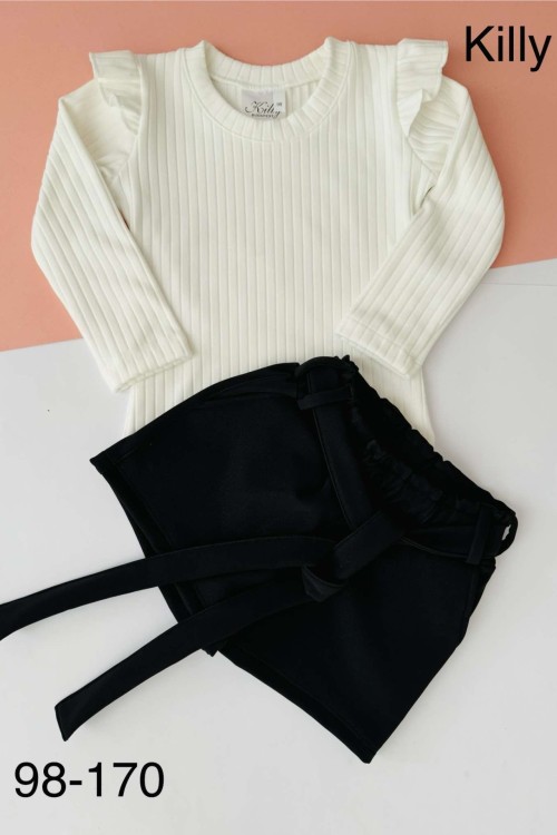 Killy design fekete short, fehér pihe puha felsővel szettben ovisoknak 