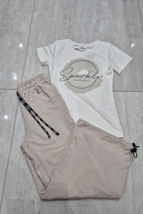 Killy design bőszárú gumis aljú nadrág pólóval szettben 