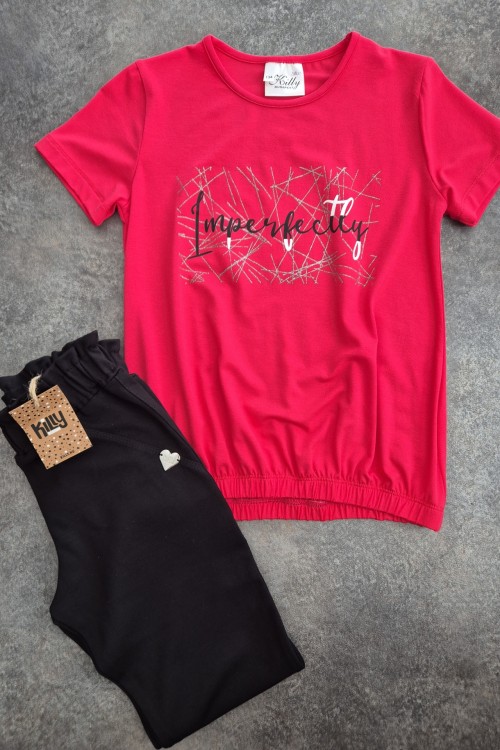 Killy design gumis aljú felső csinos fekete nadrággal 