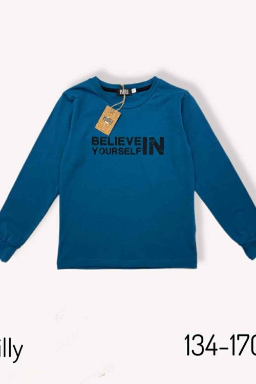 Killy design petrol kék vékony hosszú ujjú póló 