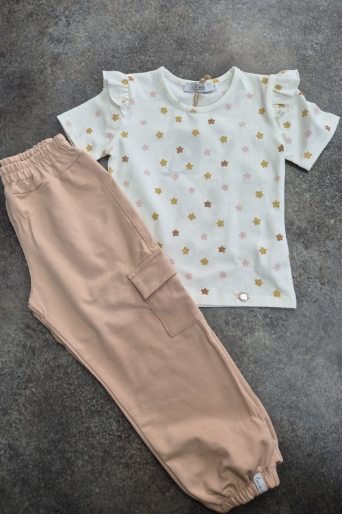 Killy design bézs szett zsebes lezser nadrággal 