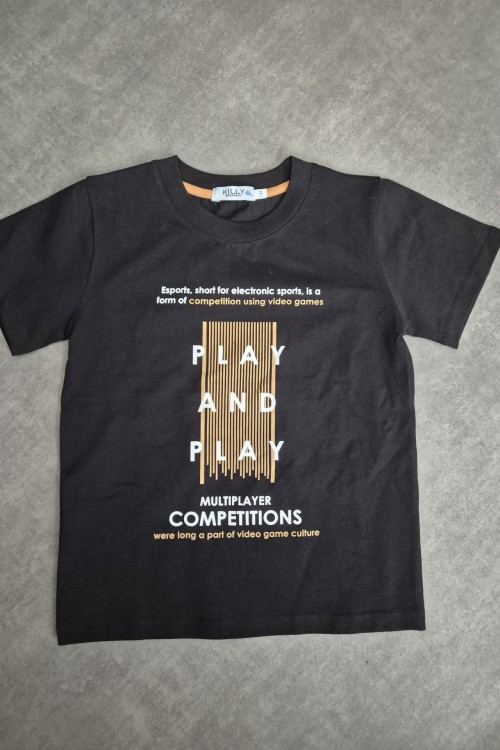 Killy design fekete póló sarga feliratozással 