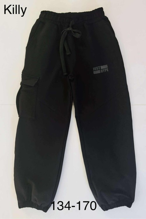 Killy design bővebb fazonú zsebes fekete vagány nadrág 