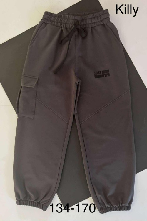 Killy design bővebb fazonú zsebes pamut nadrág szürke színben 