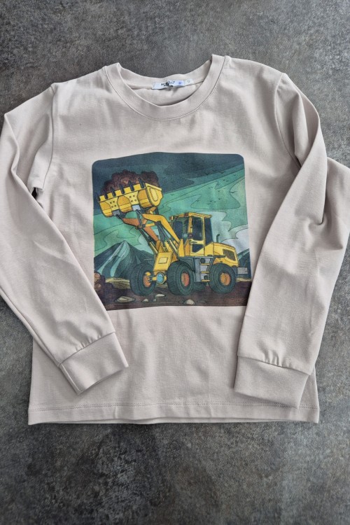 Killy design munkagépes bézs hosszú ujjú póló 