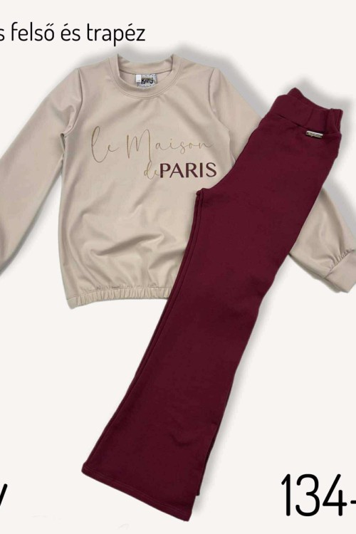 Killy design bolyhozott bordó színű trapéz nadrág 