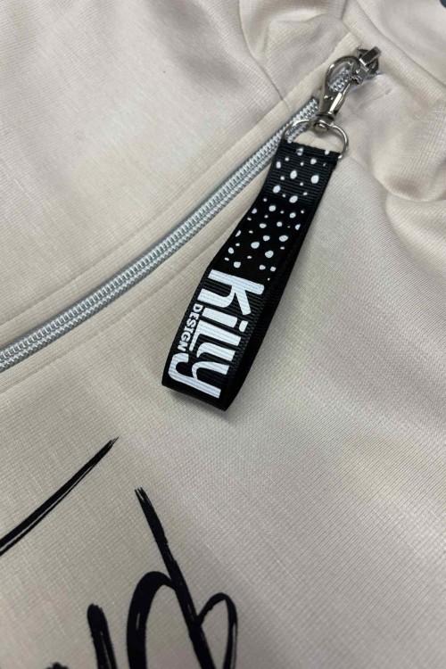 Killy design cipzáros kardigán bézs színben 