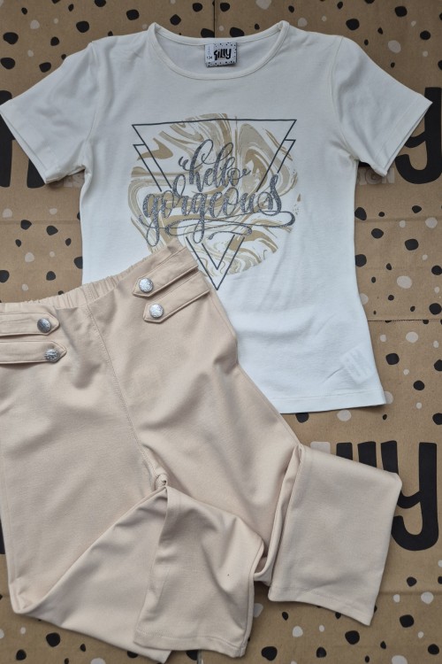 Killy design gombos nadrágos csinos bézs szett 