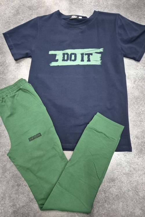 Killy design kék póló, zöld nadrággal szettben 