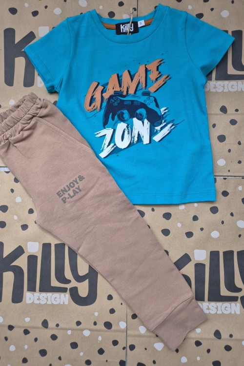 Killy design türkizkék pólós szett 