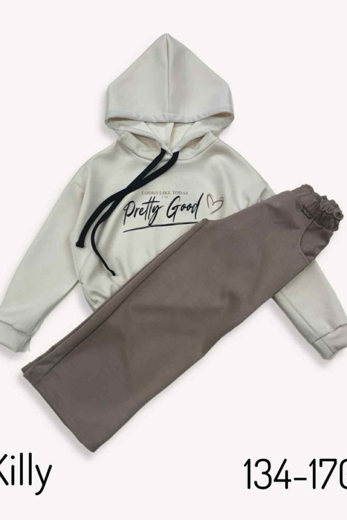 Killy design lezser nagylányos barna-bézs szett 