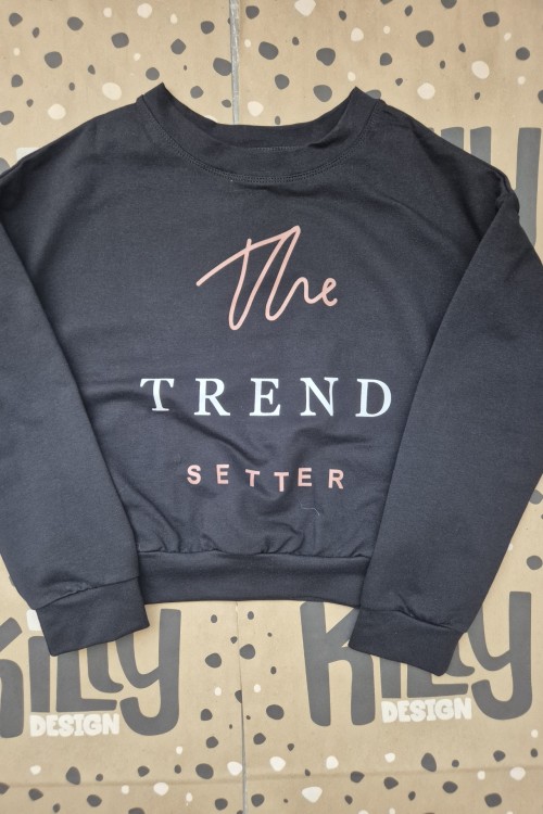 Killy design rövid fazonú fekete pulóver 