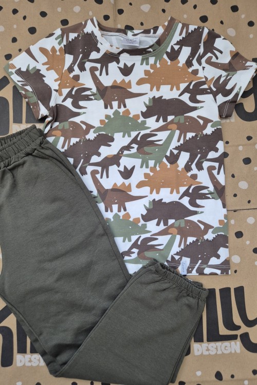 Linini khaki lezser nadrágos dínós szett 