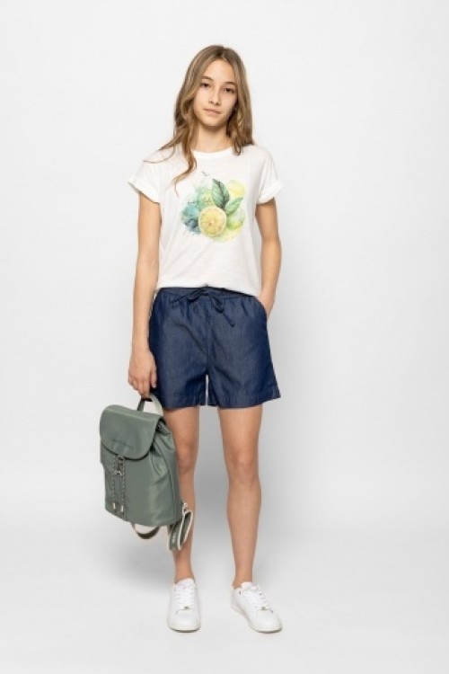 Heavytools Worca midblue vászon farmerhatású short lányoknak 