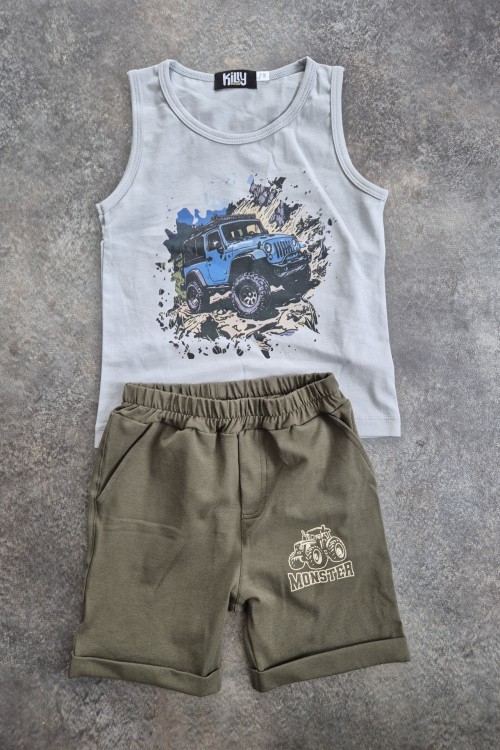 Killy design khaki bermuda trikóval szettben 