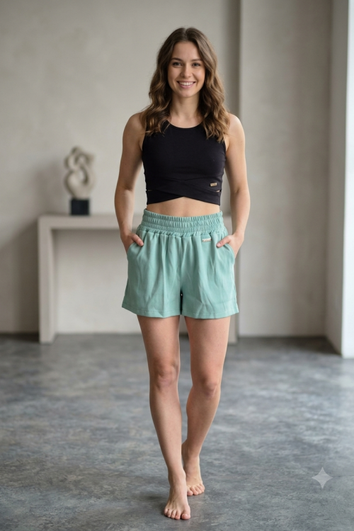 Killy design farmerhatású zöld lenge short rövid fazonú trikóval szettben 