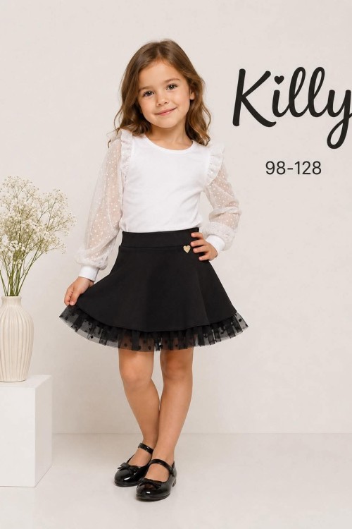 Killy design alkalmi fehér hosszú ujjú felső 
