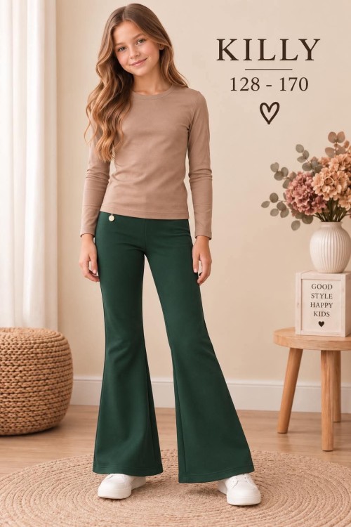 Killy design zöld puha anyagú trapéz nadrág felsővel szettben 