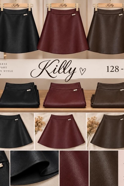 Killy design barna színű bőr szoknya 
