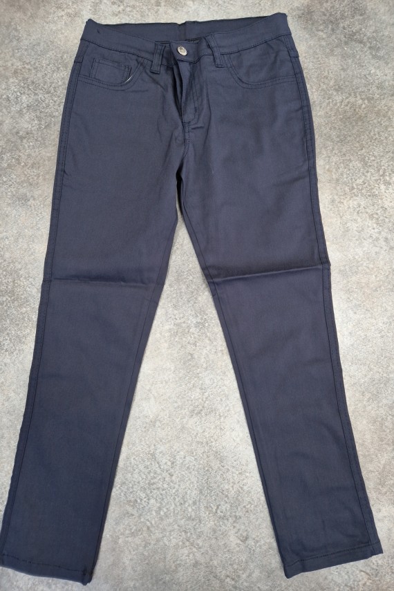 Nagyfiús sötétkék vászon nadrág állítható derekú 