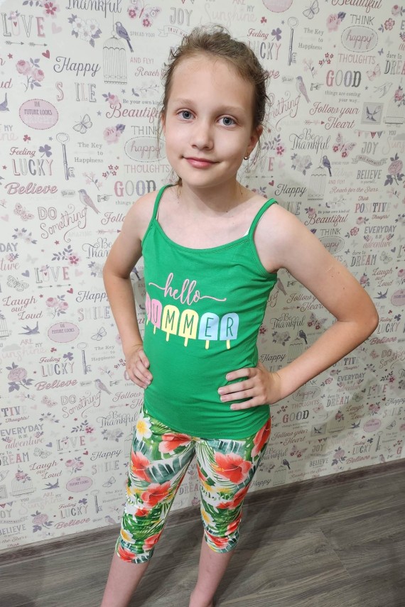 Zöld spagetti pántos trikó 