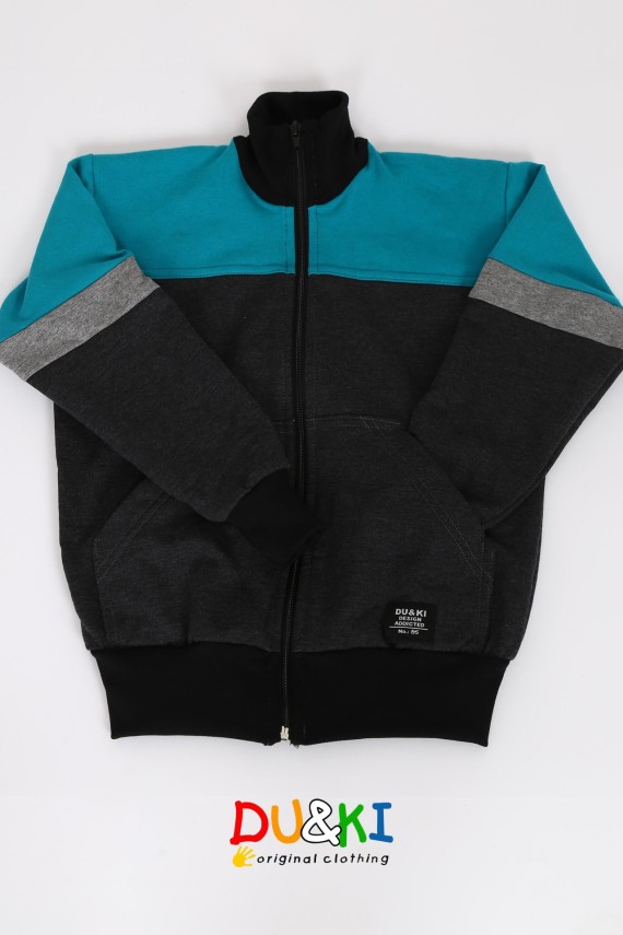 Fiú bolyhos cipzáras pulóver sötétkék 