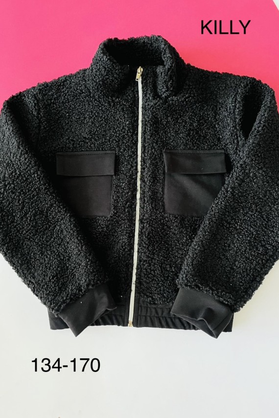 Szőrmés kardigán fekete