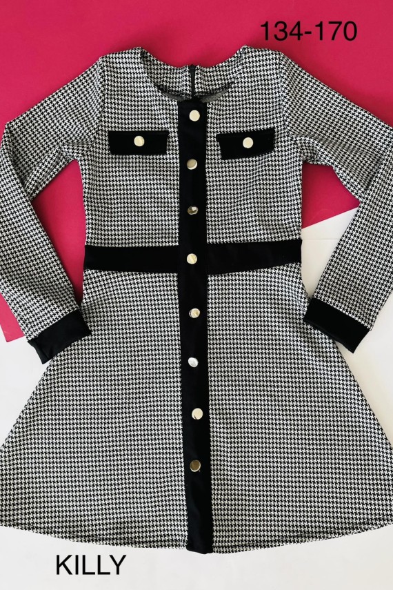 Kockás gombos nagylány  ruha 