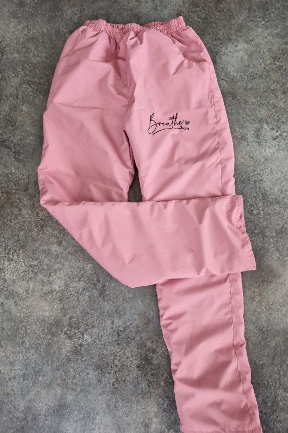 Púder színű, vízlepergető anyagú ballon nadrág 