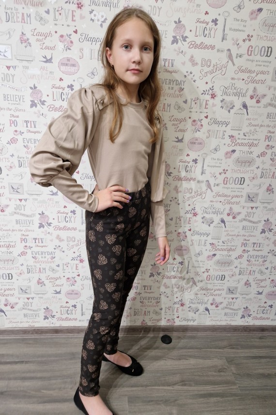 Mogyoró színű bordás elegáns felső 