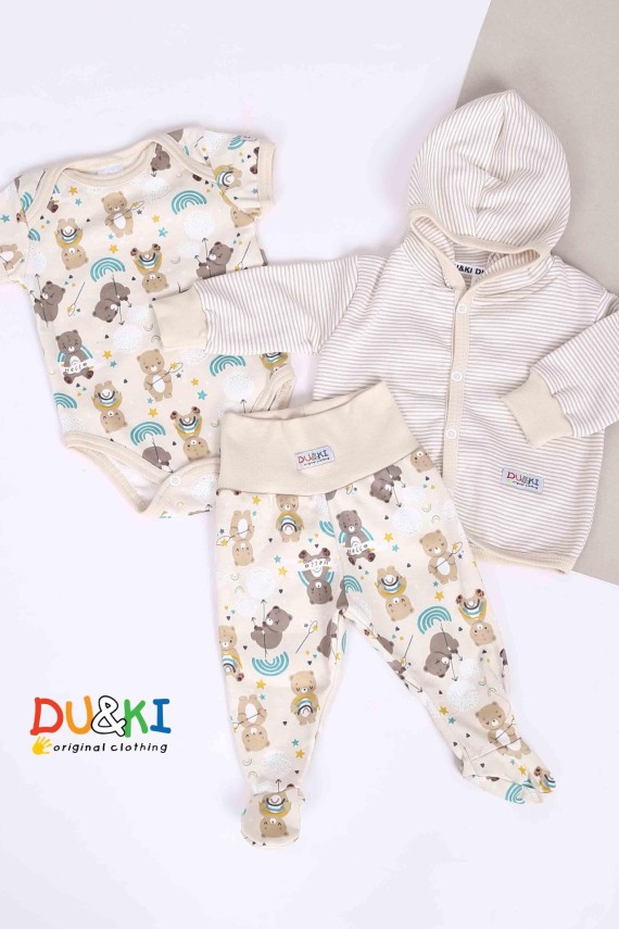 Du&ki mintás pocaknadrágos macis szett bodyval 