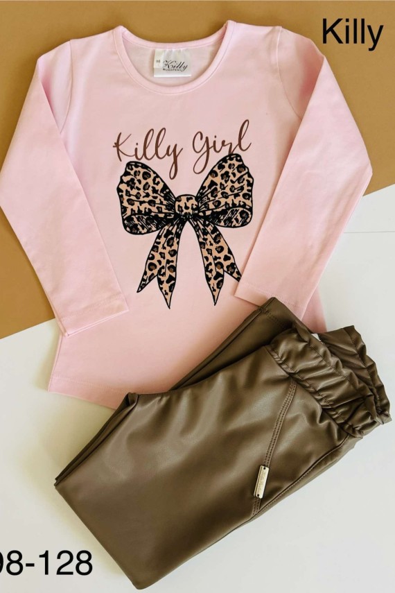 Killy design barna bélelt bőr nadrág felsővel szettben 