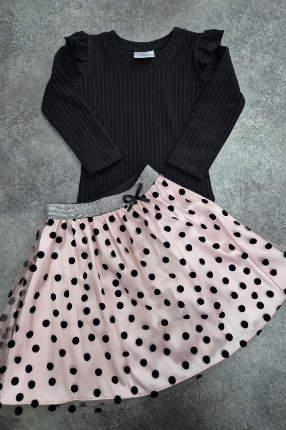 Killy design pöttyös szoknyás szett puha meleg felsővel 