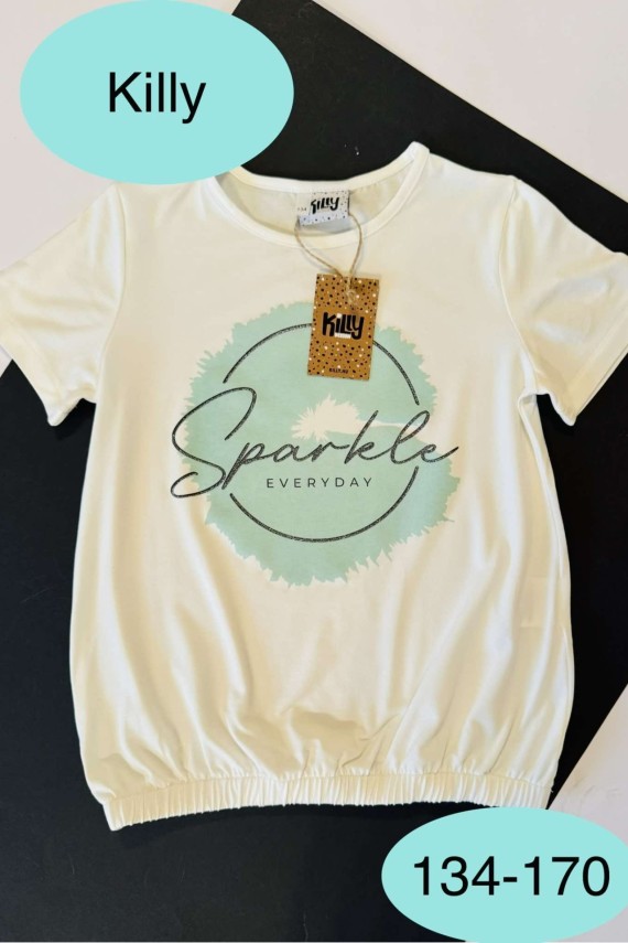 Killy design gumis aljú zöld mintás felső 