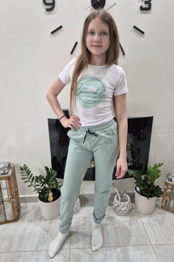 Killy design zöld zsebes,  gumis aljú nadrág pólóval szettben 