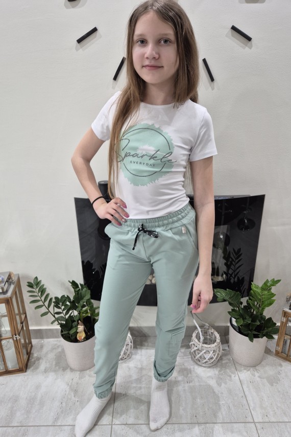 Killy design zöld zsebes,  gumis aljú nadrág pólóval szettben 