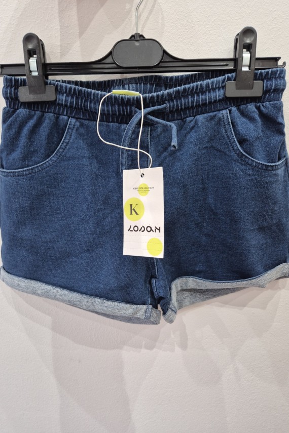 Losan gumis derekú puha anyagú farmerhatású short lányoknak 