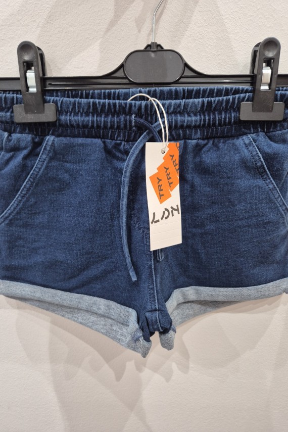 Losan gumis derekú farmerhatású pamut lány short sötétkék színű 