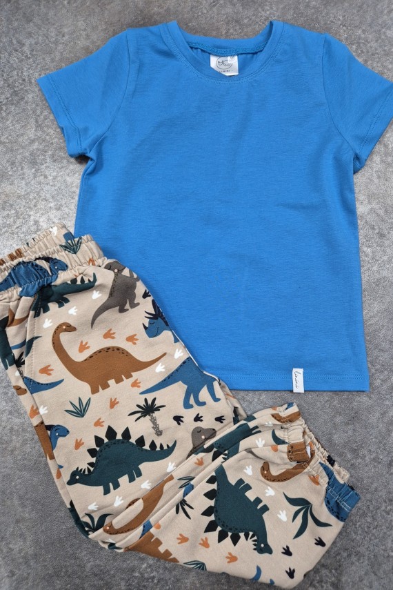 Linini dínós nadrágos kék pólós szett 