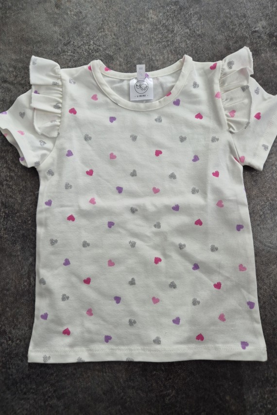 Linini szíves fodros ujjú póló 